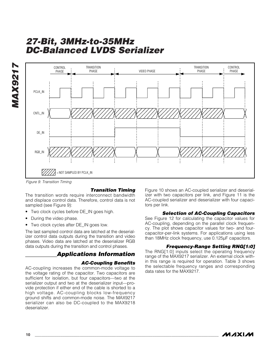 Applications information | Rainbow Electronics MAX9217 User Manual | Page 10 / 16