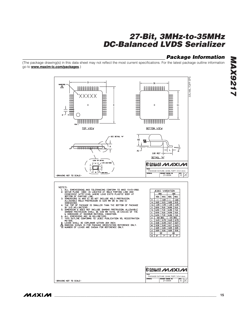 Package information | Rainbow Electronics MAX9217 User Manual | Page 15 / 16