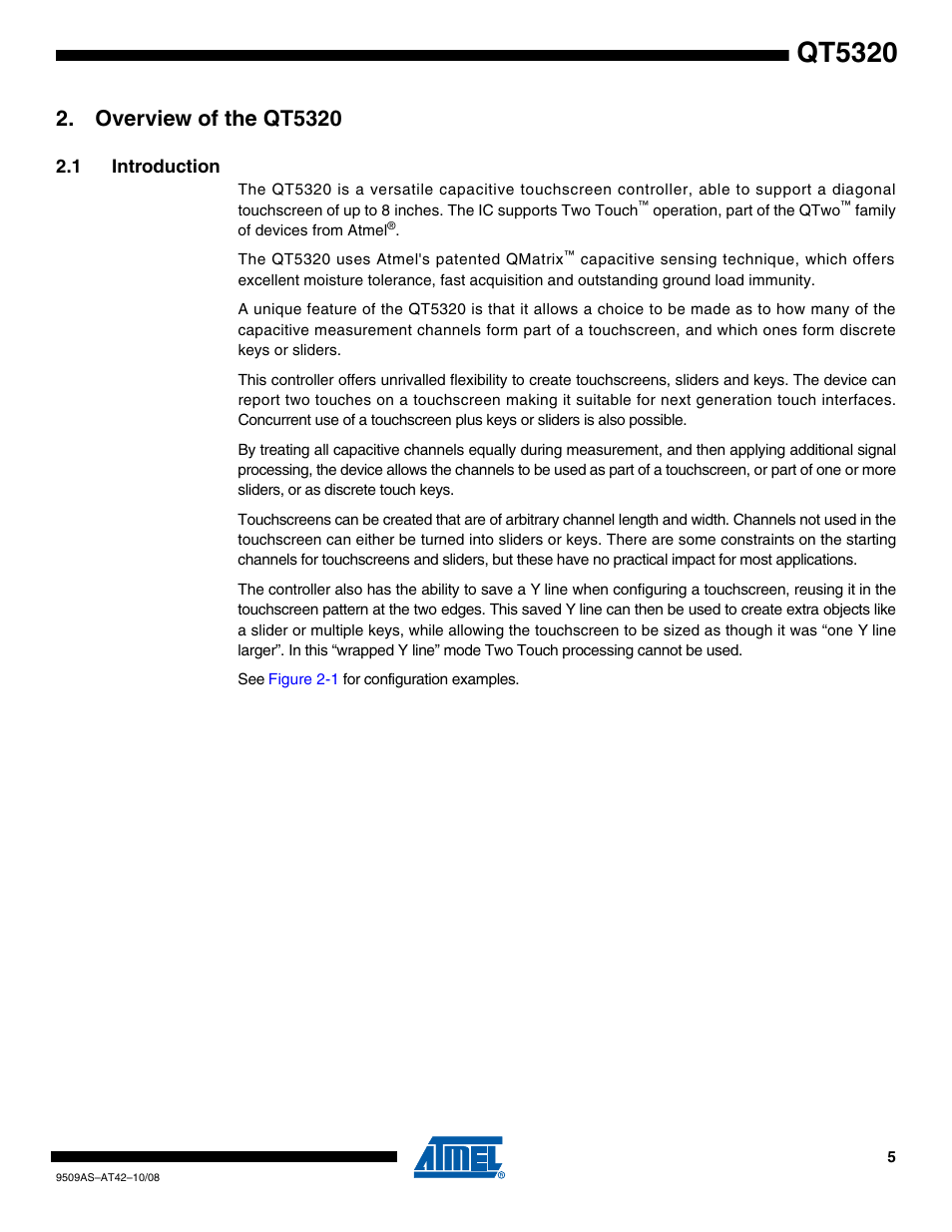 Overview of the qt5320, 1 introduction, Qt5320 | Rainbow Electronics AT42QT5320 User Manual | Page 5 / 8