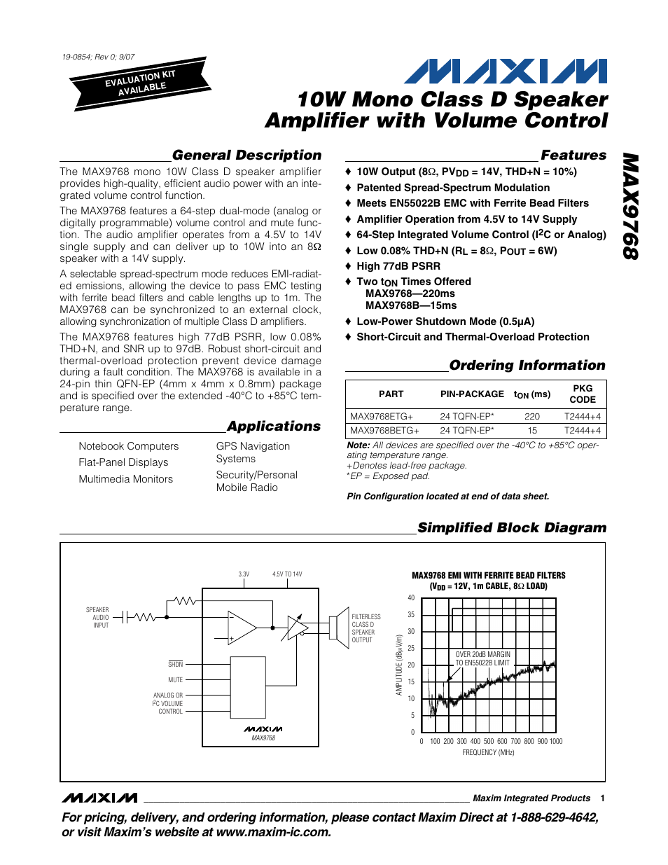 Rainbow Electronics MAX9768 User Manual | 25 pages