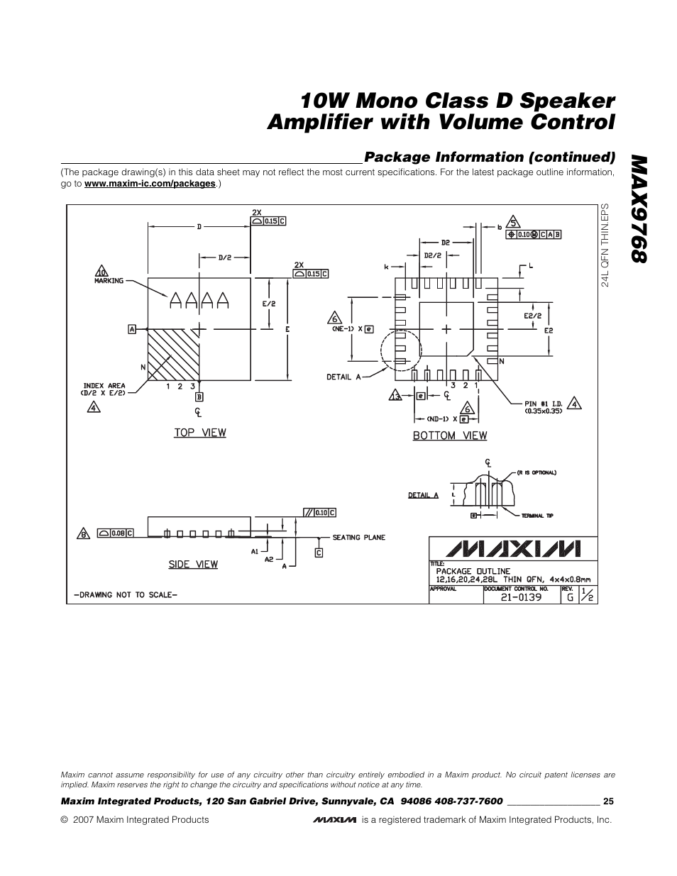 Rainbow Electronics MAX9768 User Manual | Page 25 / 25