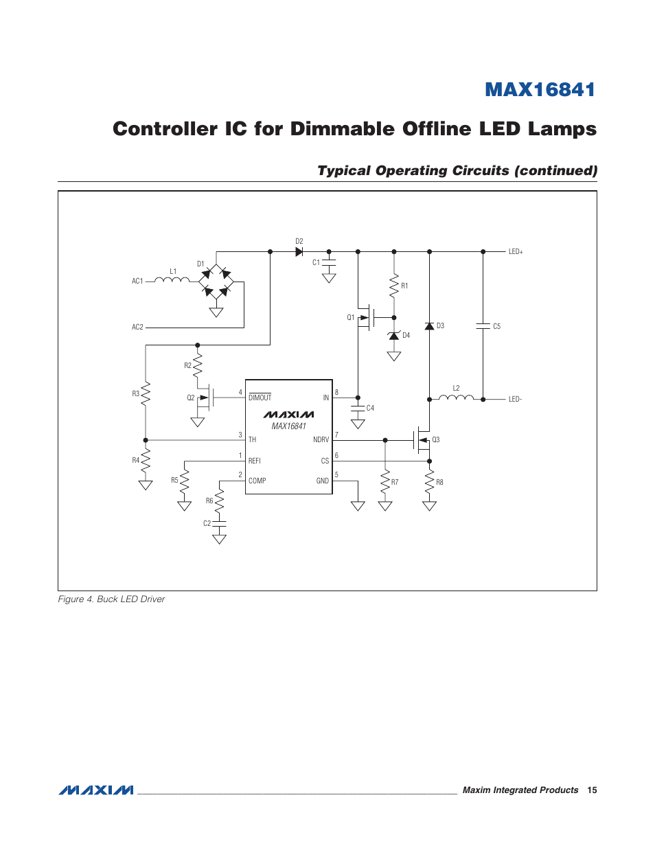 Figure 4. buck led driver, Typical operating circuits (continued) | Rainbow Electronics MAX16841 User Manual | Page 15 / 18
