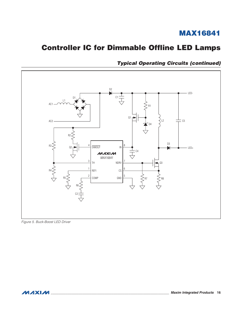 Figure 5. buck-boost led driver, Typical operating circuits (continued) | Rainbow Electronics MAX16841 User Manual | Page 16 / 18