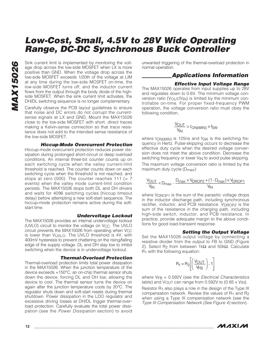 Applications information | Rainbow Electronics MAX15026 User Manual | Page 12 / 22