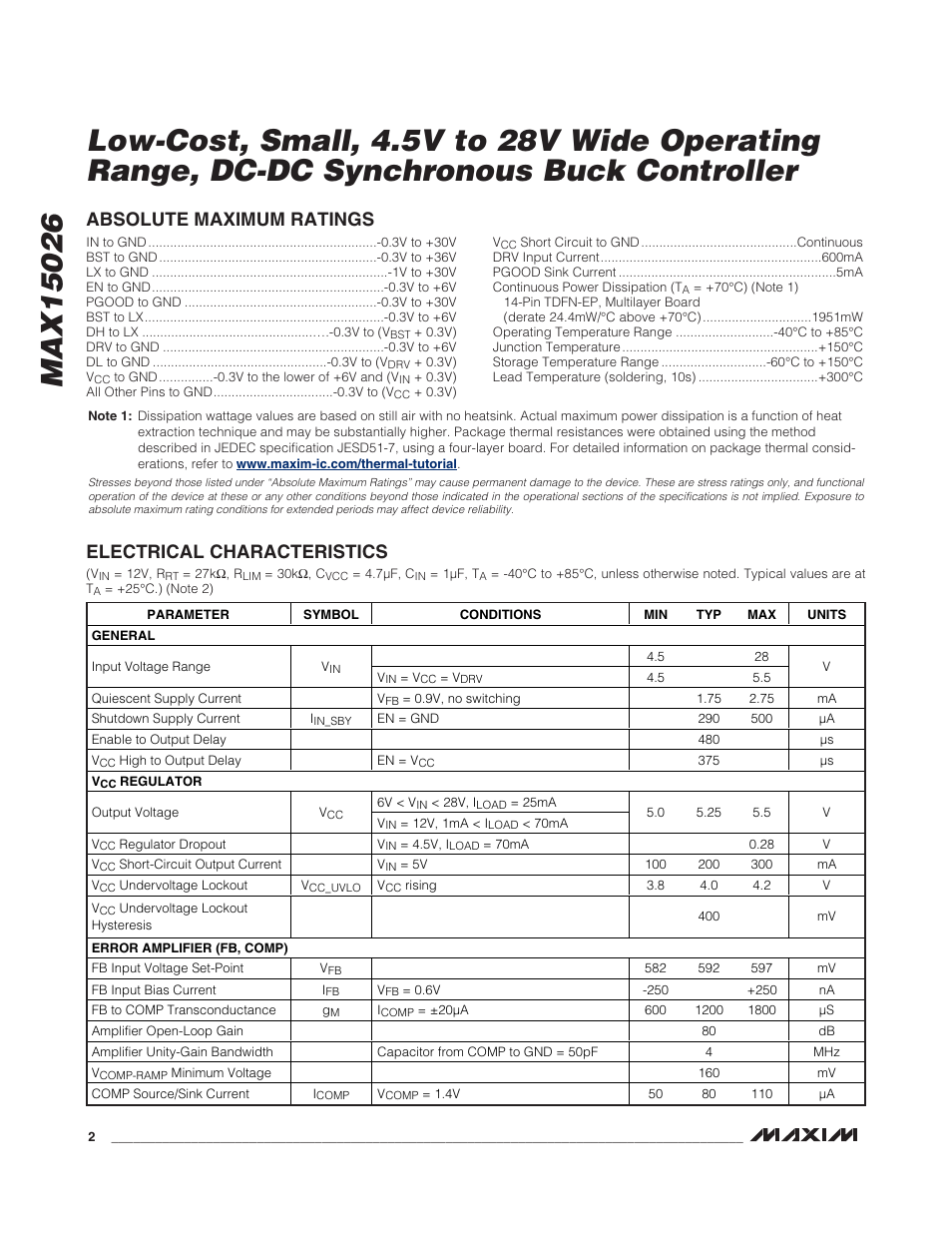 Rainbow Electronics MAX15026 User Manual | Page 2 / 22