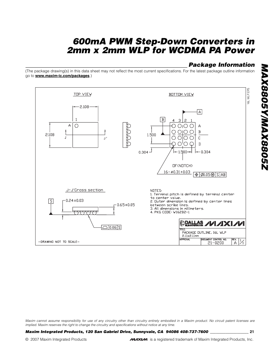 Rainbow Electronics MAX8805Z User Manual | Page 21 / 21