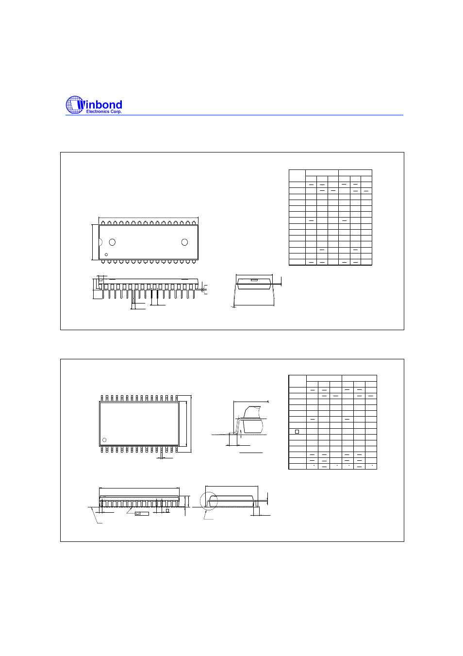 Preliminary w24l11, Package dimensions, Pin p-dip | Pin sop wide body | Rainbow Electronics W24L11 User Manual | Page 9 / 11
