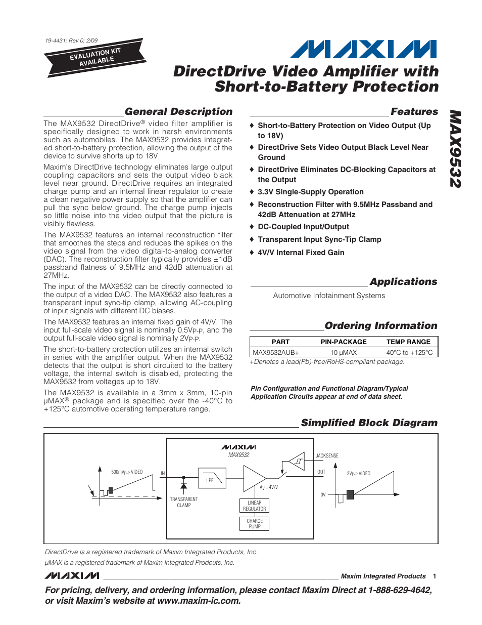 Rainbow Electronics MAX9532 User Manual | 12 pages