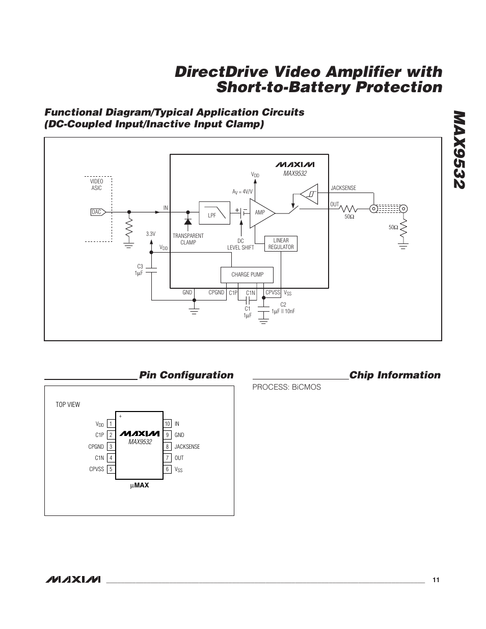 Pin configuration | Rainbow Electronics MAX9532 User Manual | Page 11 / 12