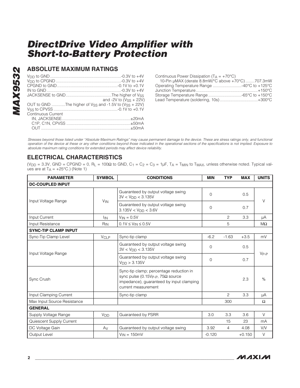 Rainbow Electronics MAX9532 User Manual | Page 2 / 12