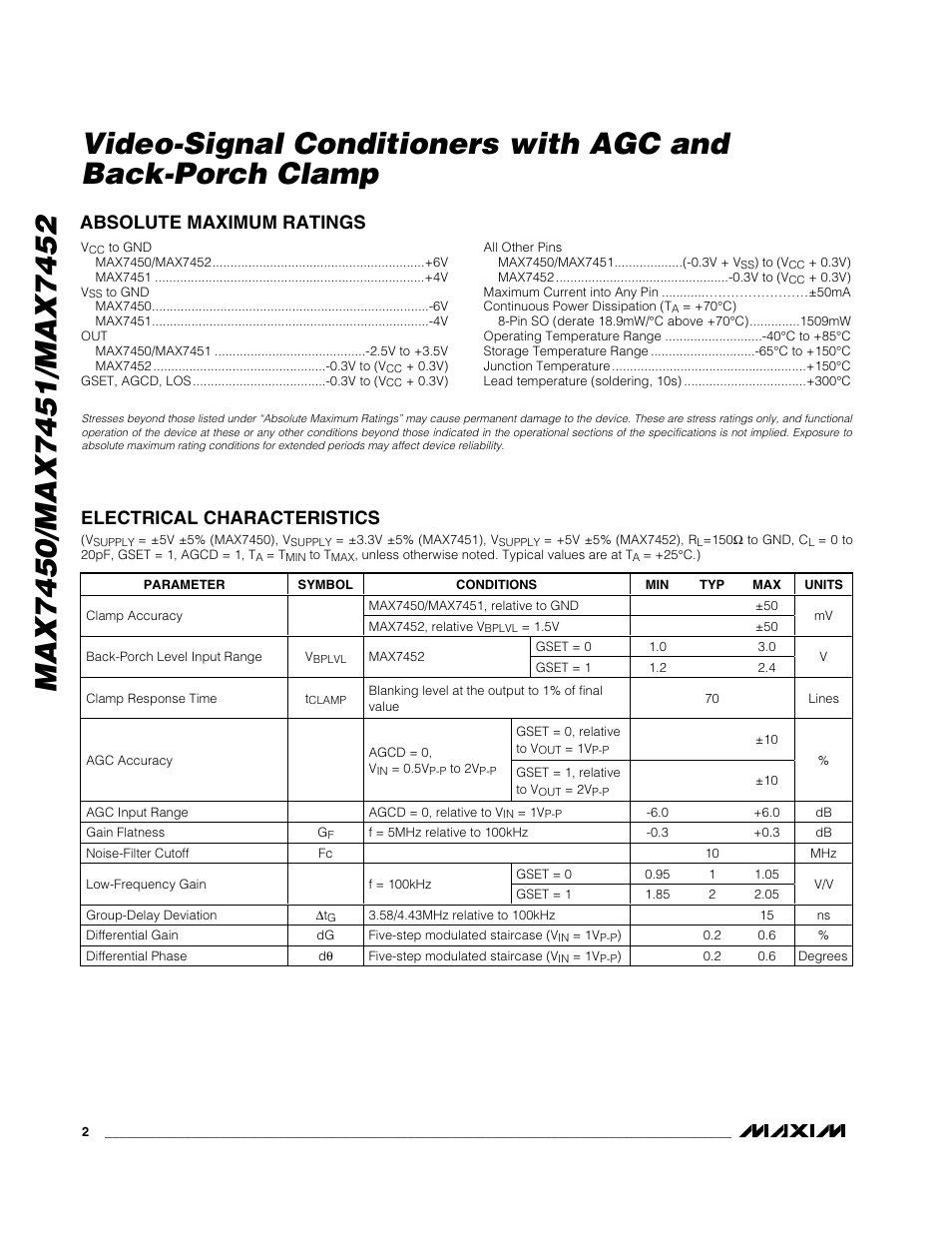 Rainbow Electronics MAX7452 User Manual | Page 2 / 9