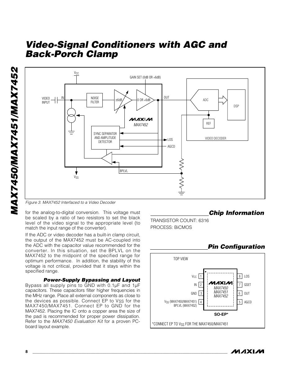 Chip information, Pin configuration | Rainbow Electronics MAX7452 User Manual | Page 8 / 9