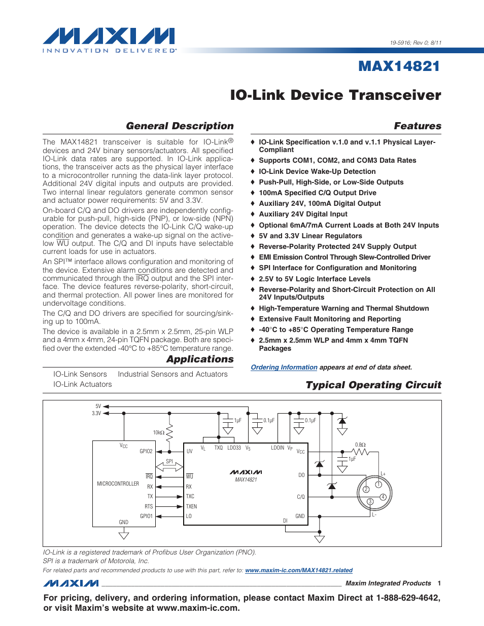 Rainbow Electronics MAX14821 User Manual | 29 pages