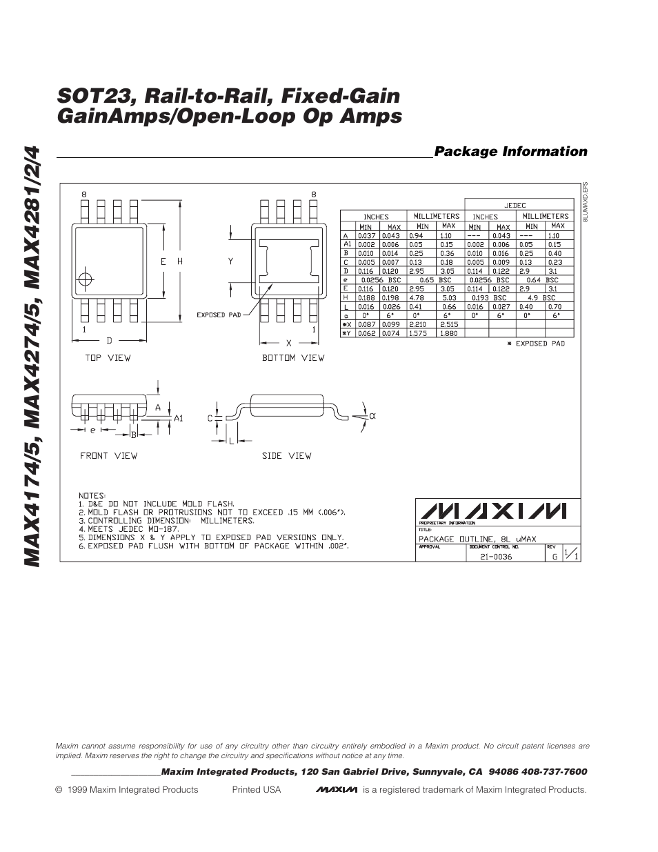 Rainbow Electronics MAX4284 User Manual | Page 20 / 20