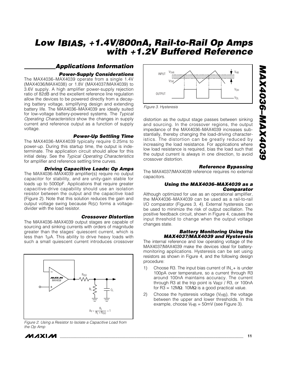 Bias, Applications information | Rainbow Electronics MAX4039 User Manual | Page 11 / 18