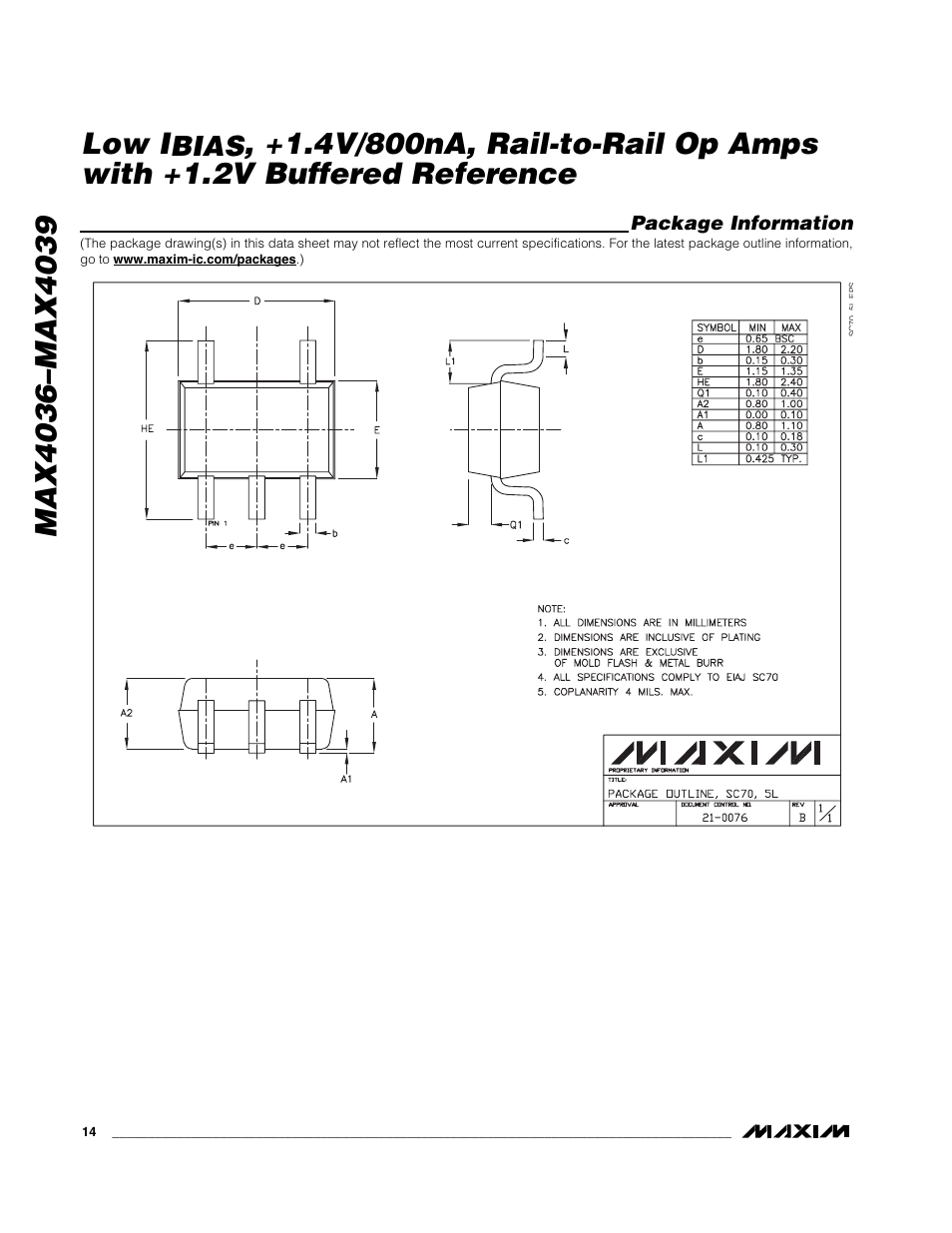 Bias | Rainbow Electronics MAX4039 User Manual | Page 14 / 18