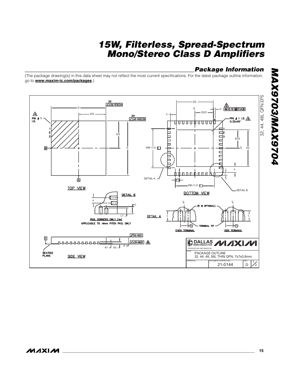 Package information, Dallas | Rainbow Electronics MAX9704 User Manual | Page 15 / 18