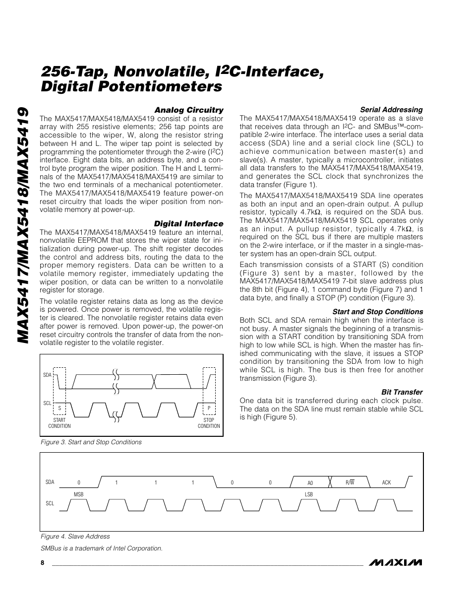 C-interface, digital potentiometers | Rainbow Electronics MAX5419 User Manual | Page 8 / 14