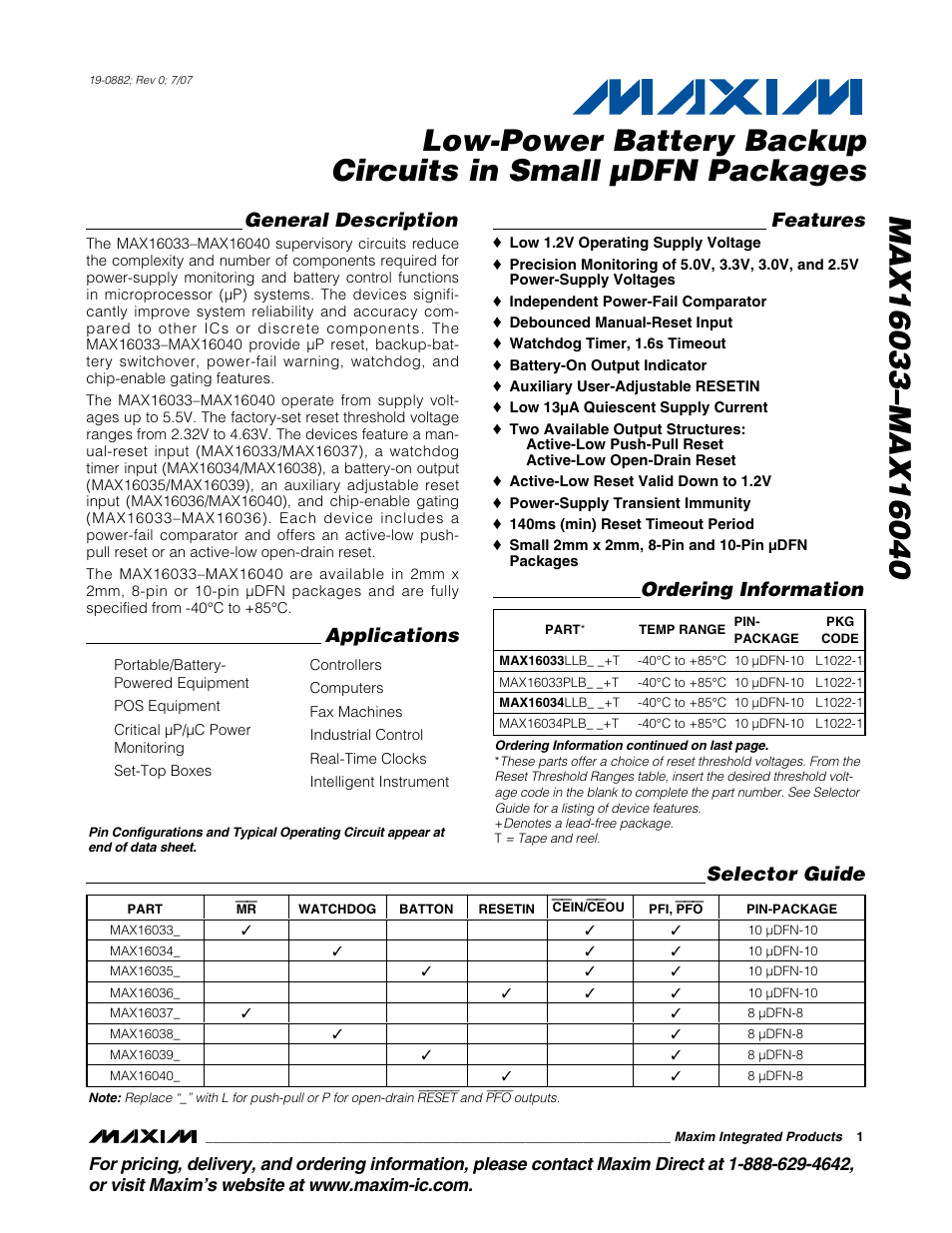 Rainbow Electronics MAX16040 User Manual | 21 pages