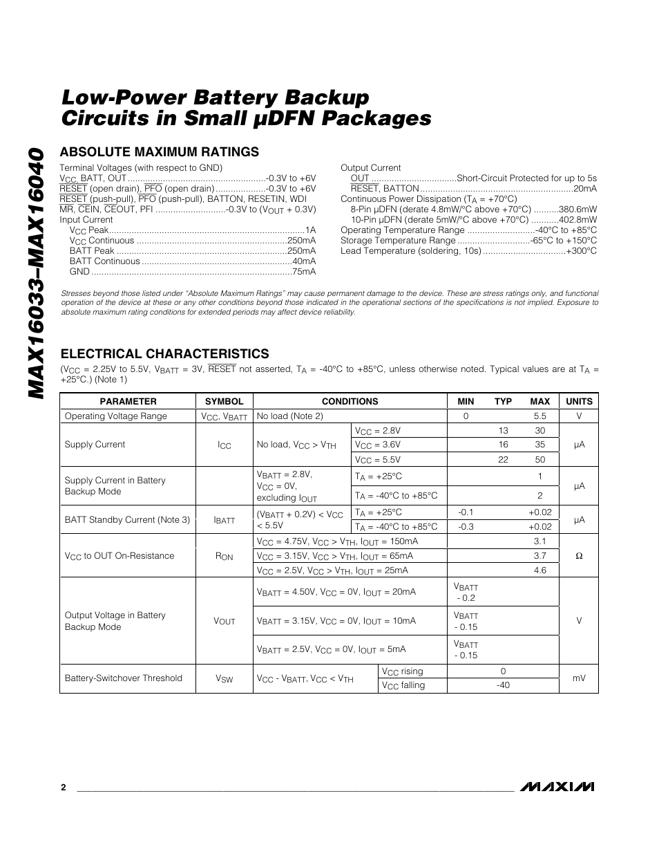 Rainbow Electronics MAX16040 User Manual | Page 2 / 21