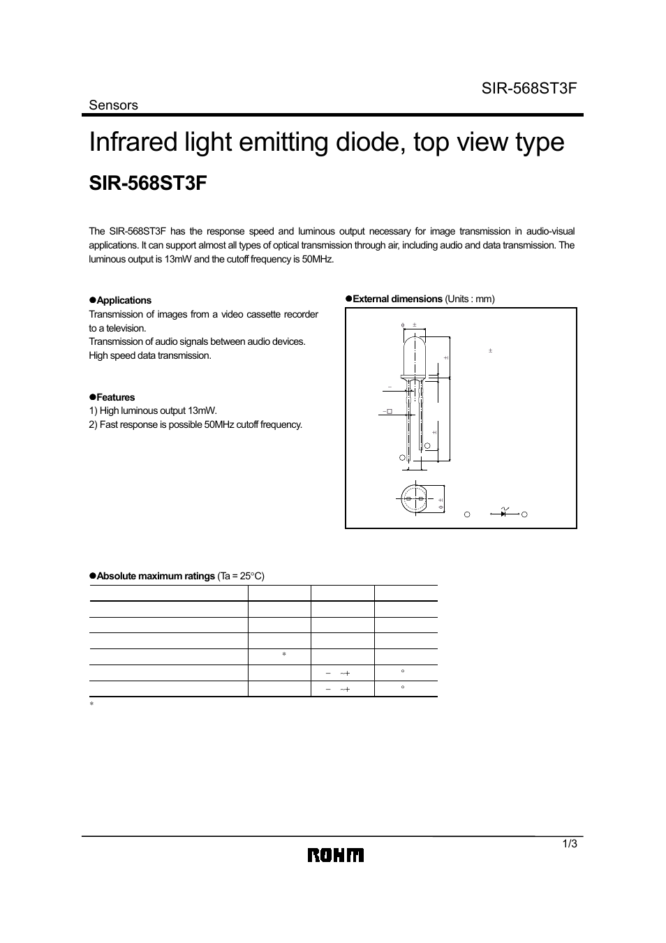 Rainbow Electronics SIR-568ST3F User Manual | 3 pages