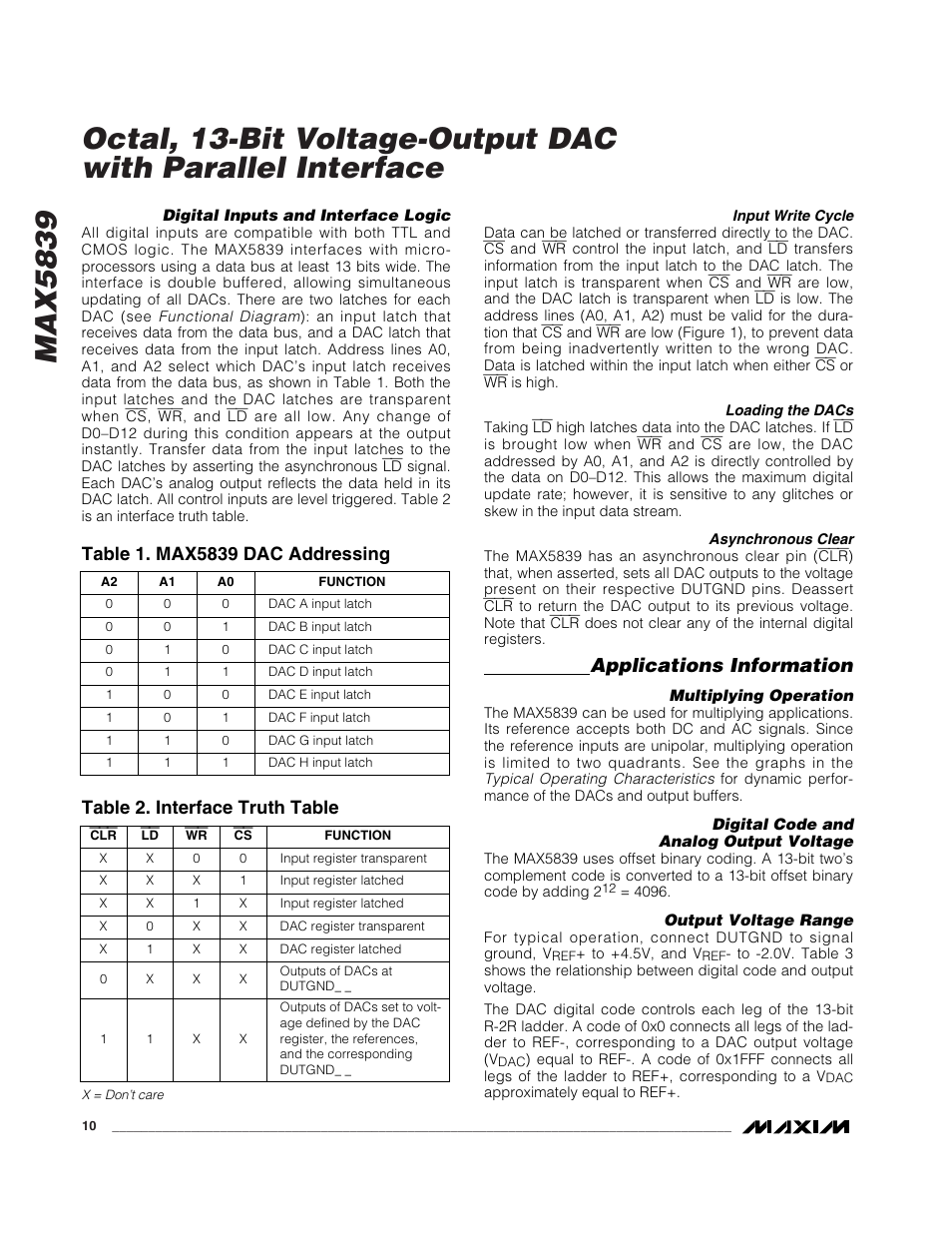 Applications information | Rainbow Electronics MAX5839 User Manual | Page 10 / 16