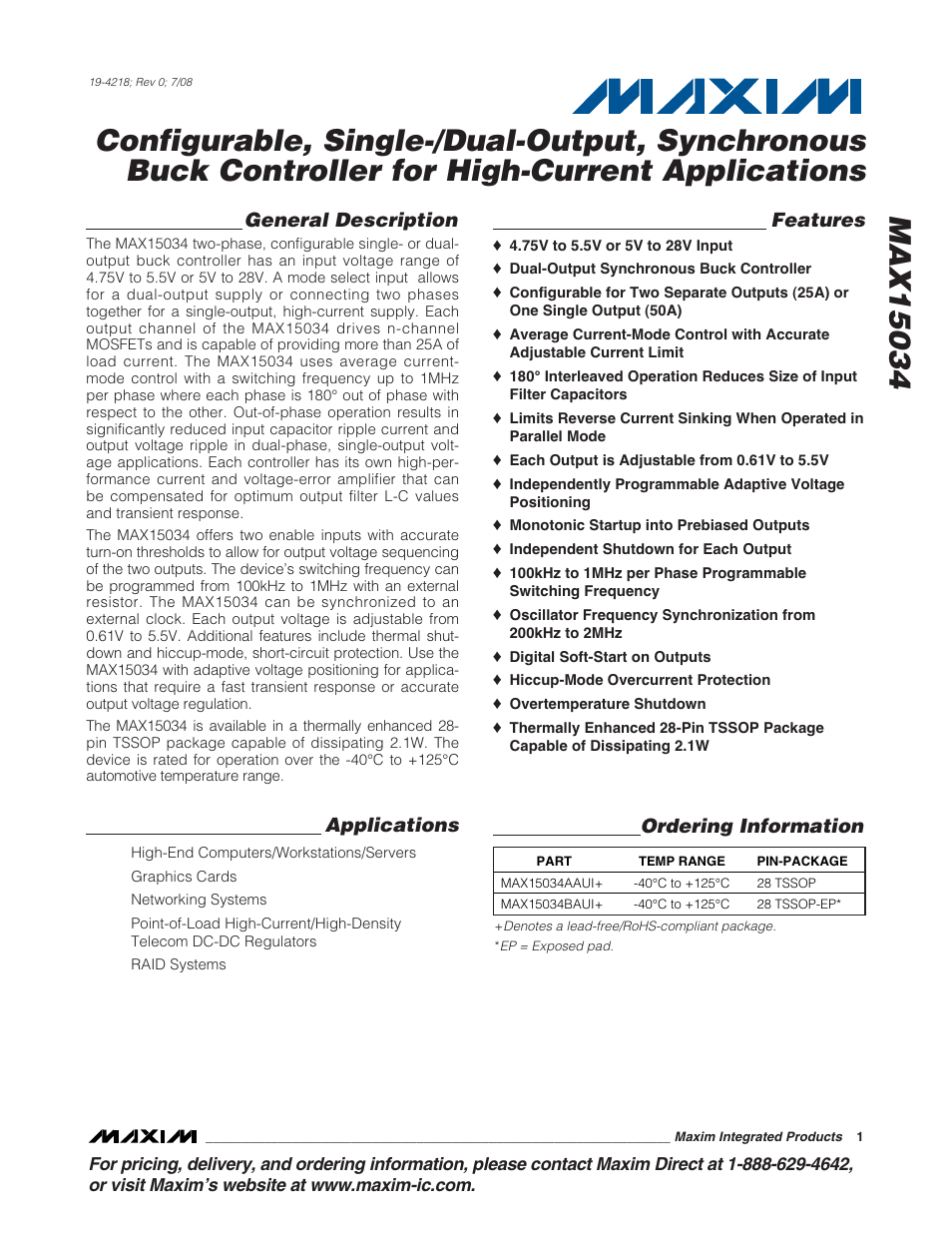 Rainbow Electronics MAX15034 User Manual | 25 pages
