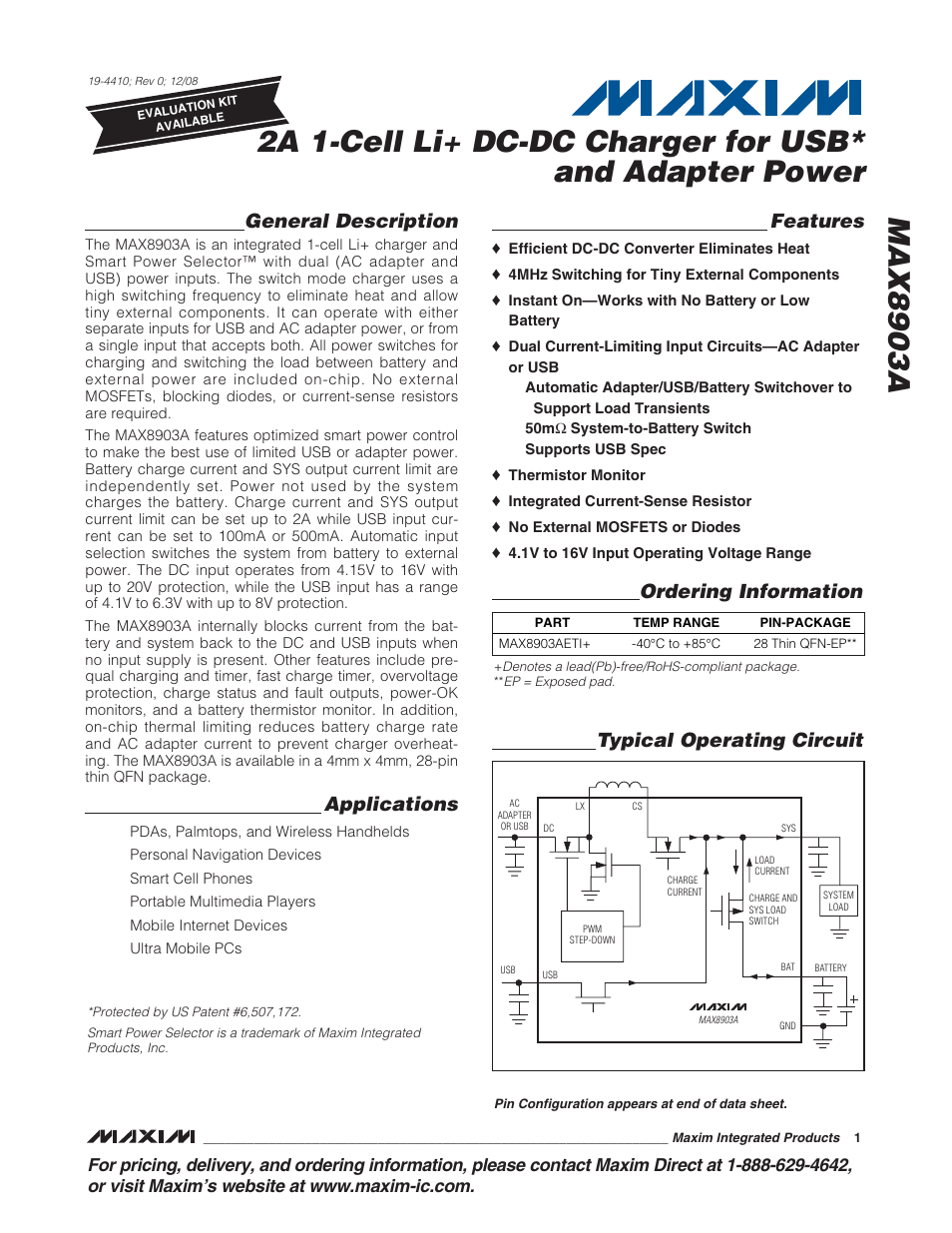 Rainbow Electronics MAX8903A User Manual | 20 pages