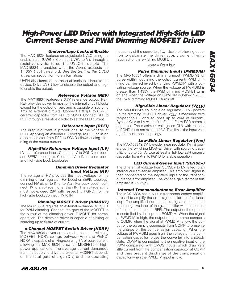 Rainbow Electronics MAX16834 User Manual | Page 9 / 22