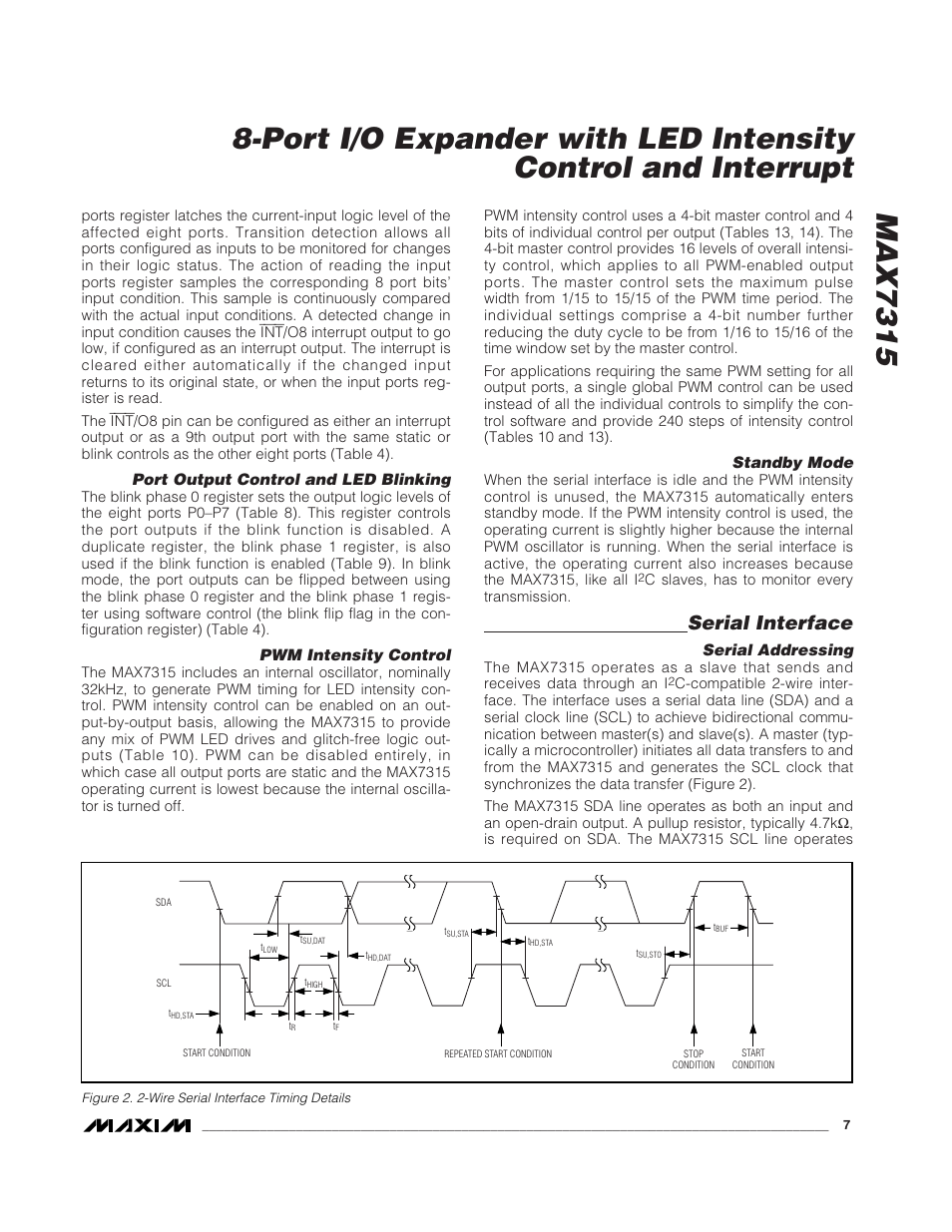 Serial interface | Rainbow Electronics MAX7315 User Manual | Page 7 / 27