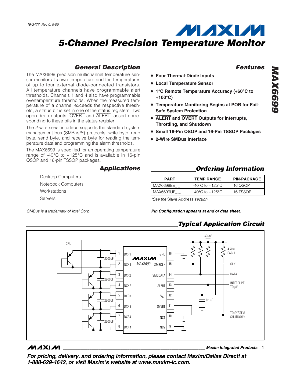 Rainbow Electronics MAX6699 User Manual | 1 page