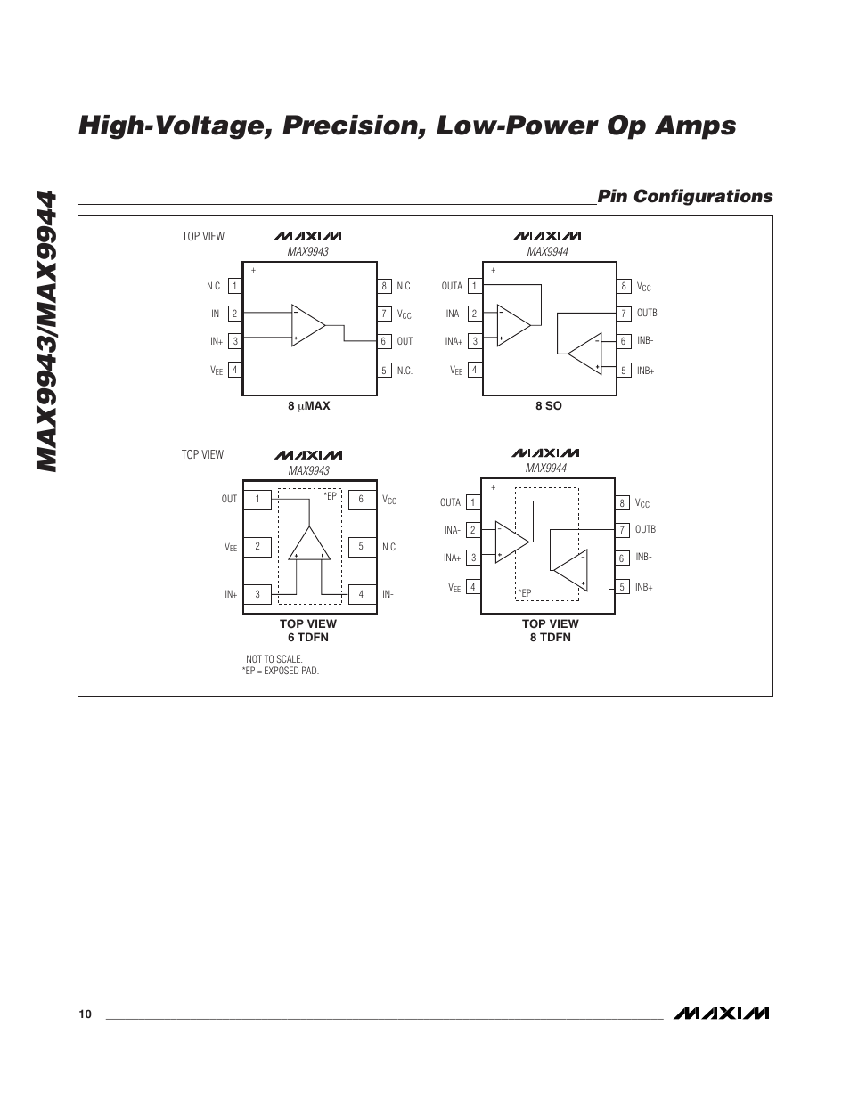 Pin configurations | Rainbow Electronics MAX9944 User Manual | Page 10 / 15