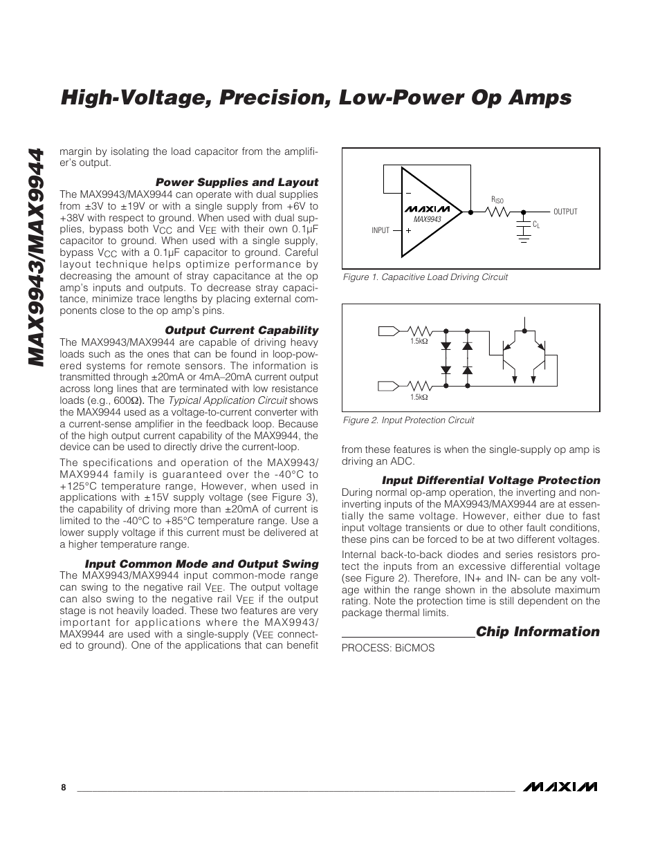 High-voltage, precision, low-power op amps, Chip information | Rainbow Electronics MAX9944 User Manual | Page 8 / 15