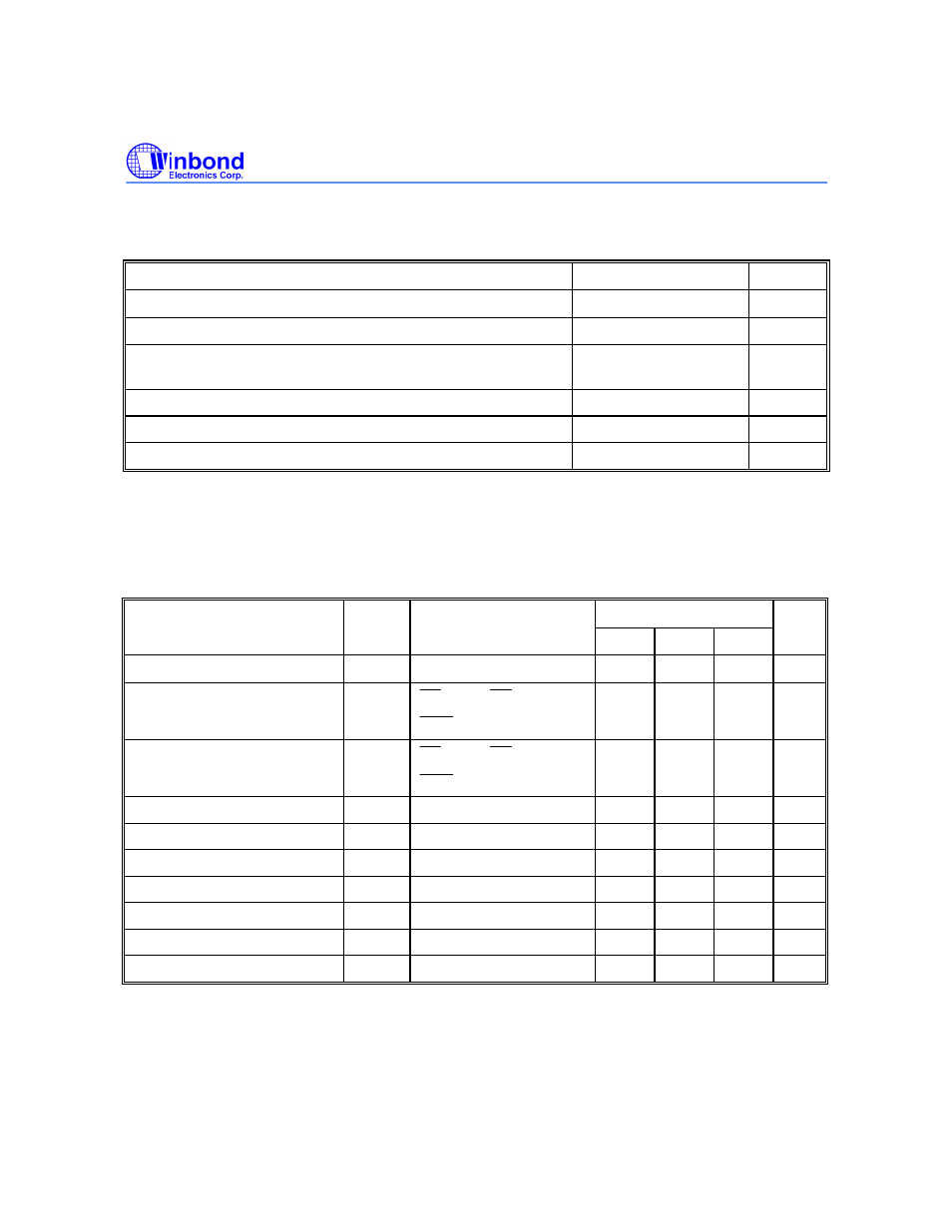 Dc characteristics | Rainbow Electronics W27L010 User Manual | Page 4 / 14