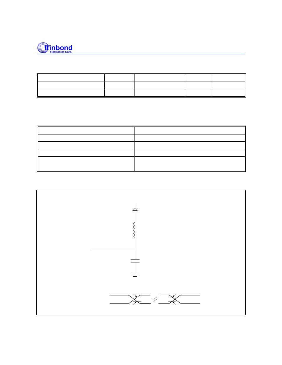 Capacitance, Ac characteristics, Ac test conditions | Ac test load and waveforms | Rainbow Electronics W27L010 User Manual | Page 5 / 14