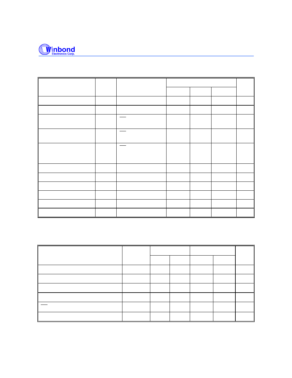 Read operation dc characteristics, Read operation ac characteristics | Rainbow Electronics W27L010 User Manual | Page 6 / 14