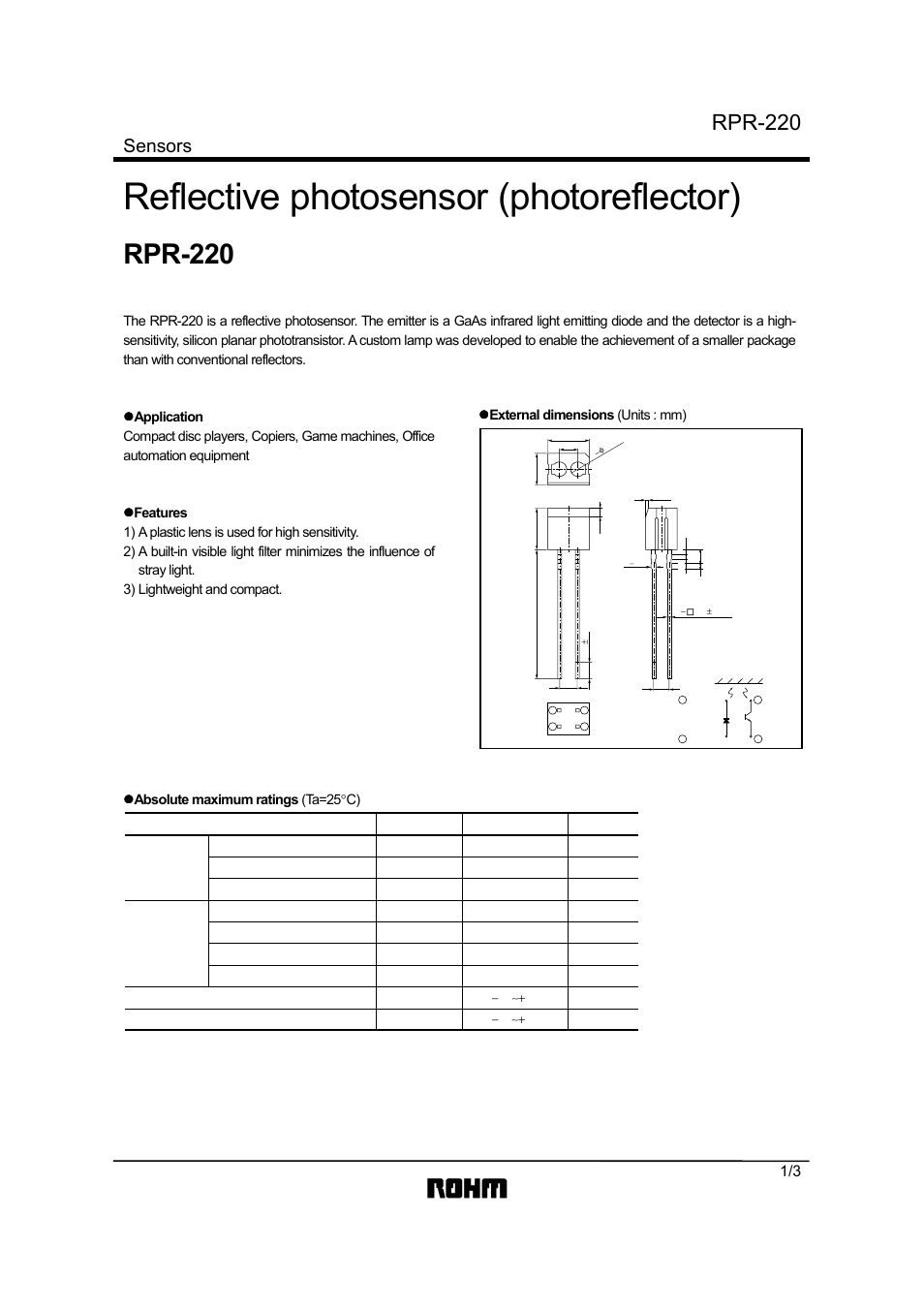 Rainbow Electronics RPR-220 User Manual | 3 pages