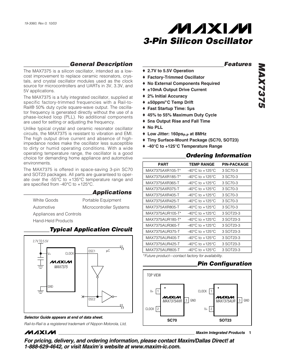 Rainbow Electronics MAX7375 User Manual | 7 pages