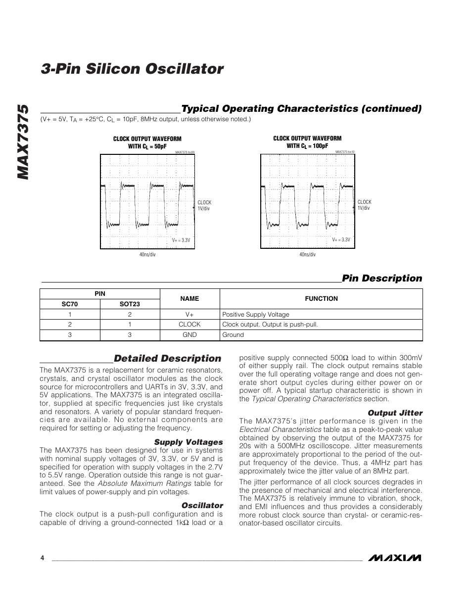 Max7375, Pin silicon oscillator, Detailed description | Rainbow Electronics MAX7375 User Manual | Page 4 / 7