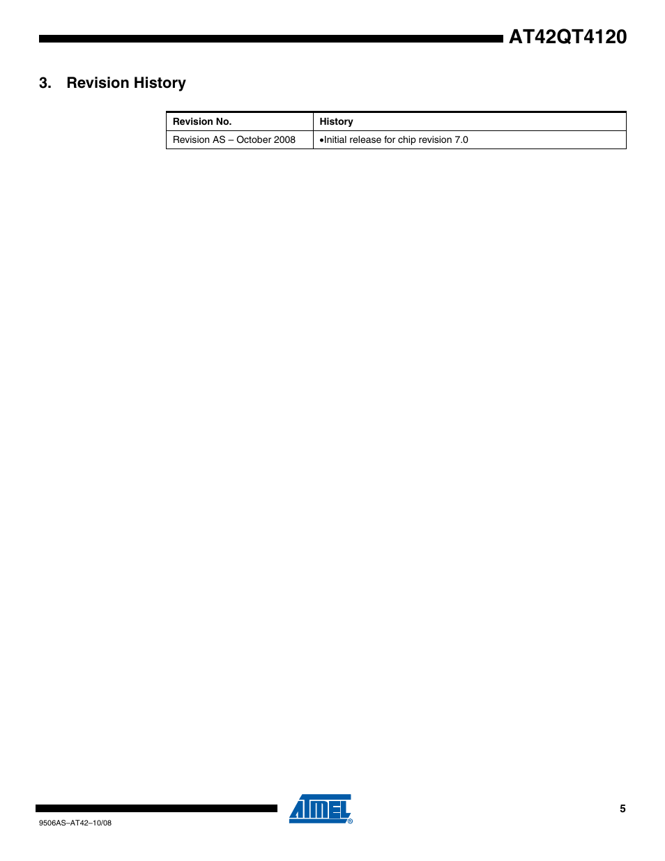 Revision history | Rainbow Electronics AT42QT4120 User Manual | Page 5 / 6