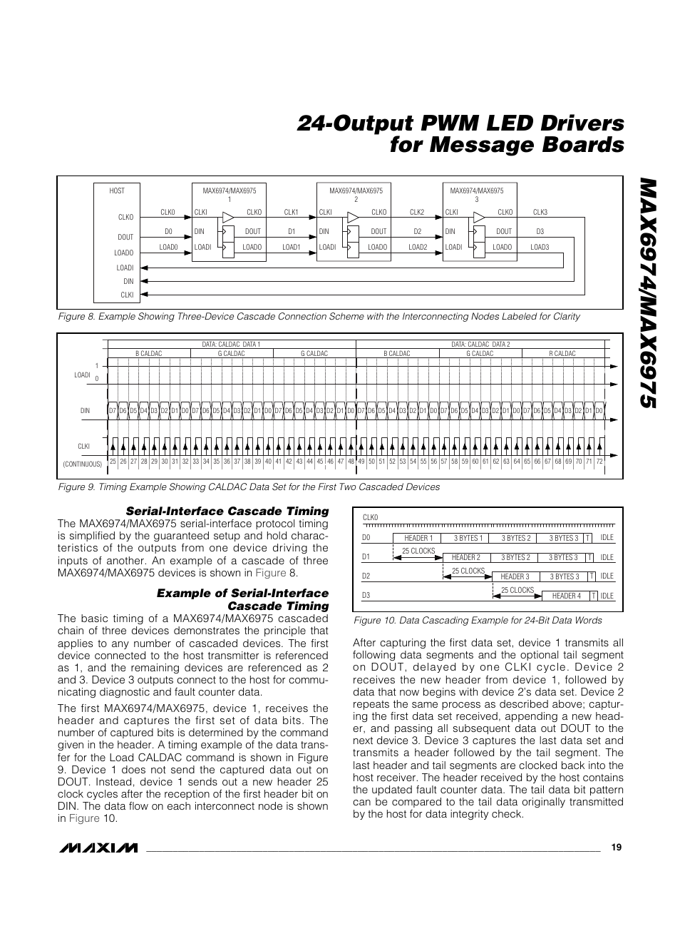 Serial-interface cascade timing, Example of serial-interface cascade timing | Rainbow Electronics MAX6975 User Manual | Page 19 / 23