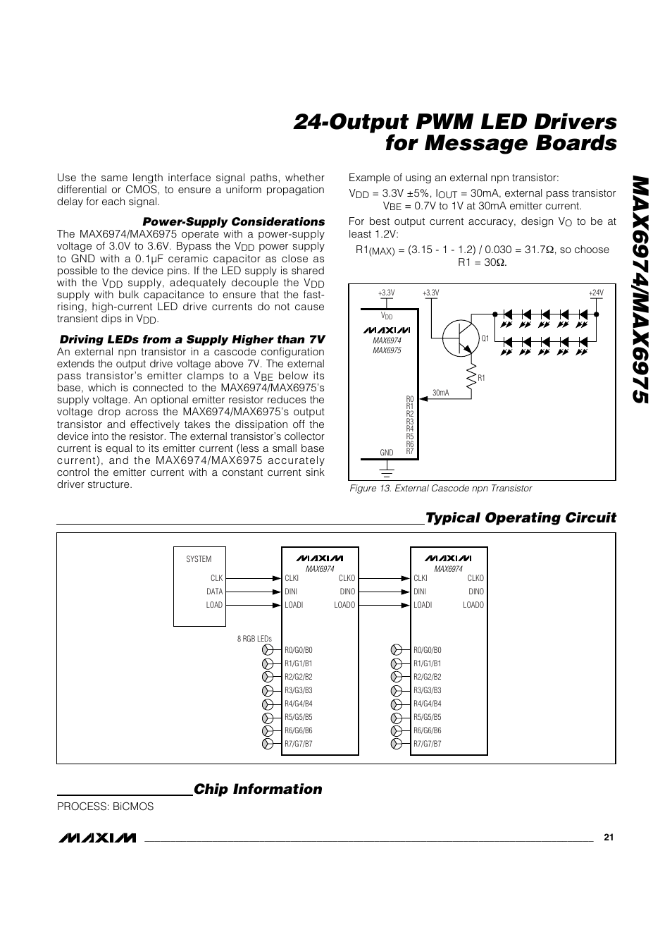 Typical operating circuit chip information | Rainbow Electronics MAX6975 User Manual | Page 21 / 23