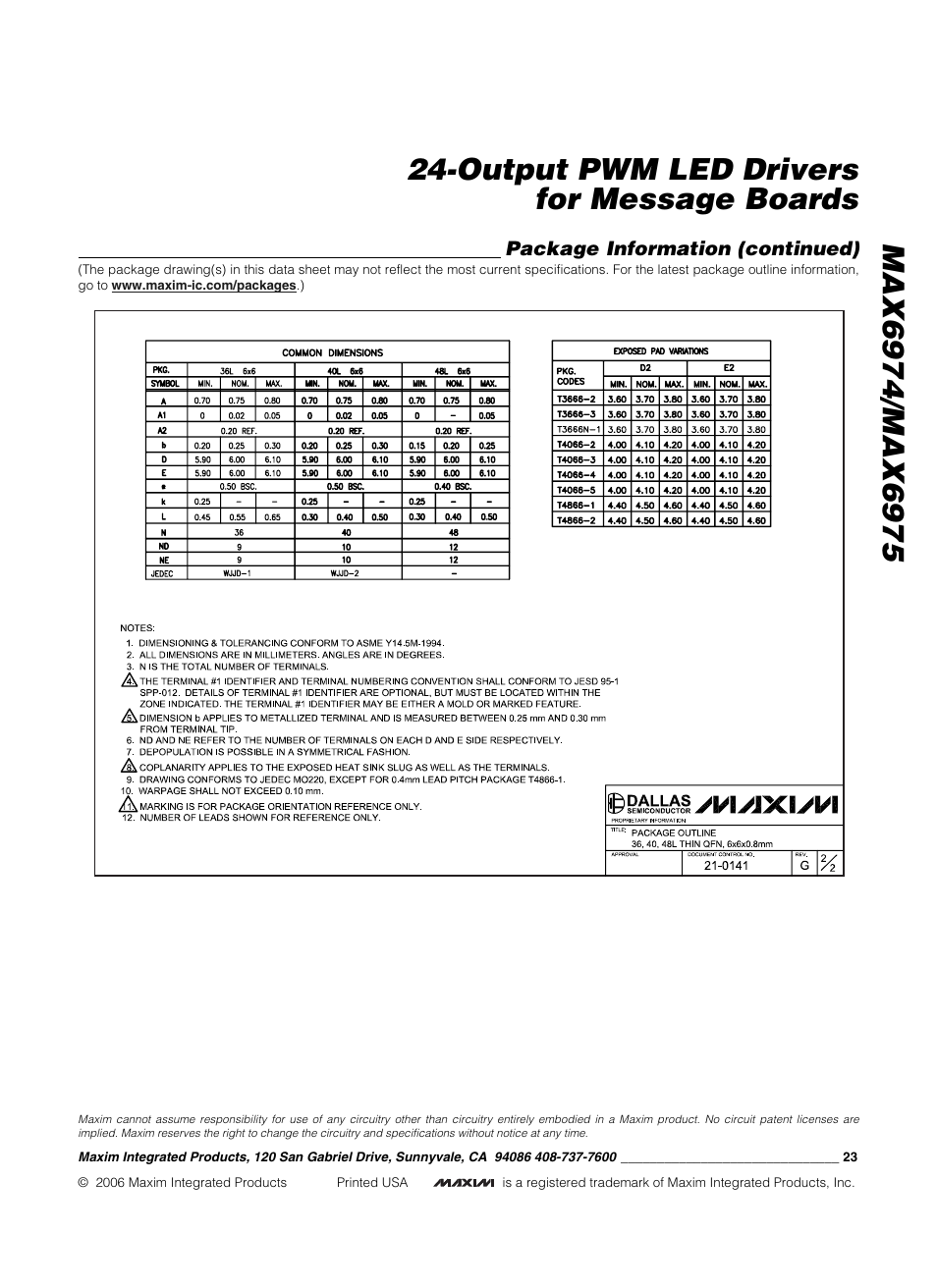 Rainbow Electronics MAX6975 User Manual | Page 23 / 23