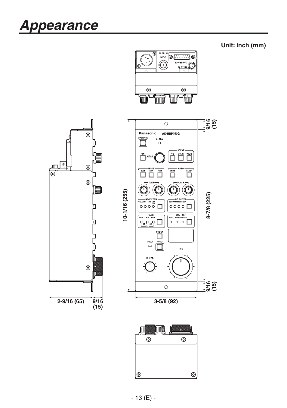 Appearance | Panasonic AK-HRP150 User Manual | Page 14 / 103