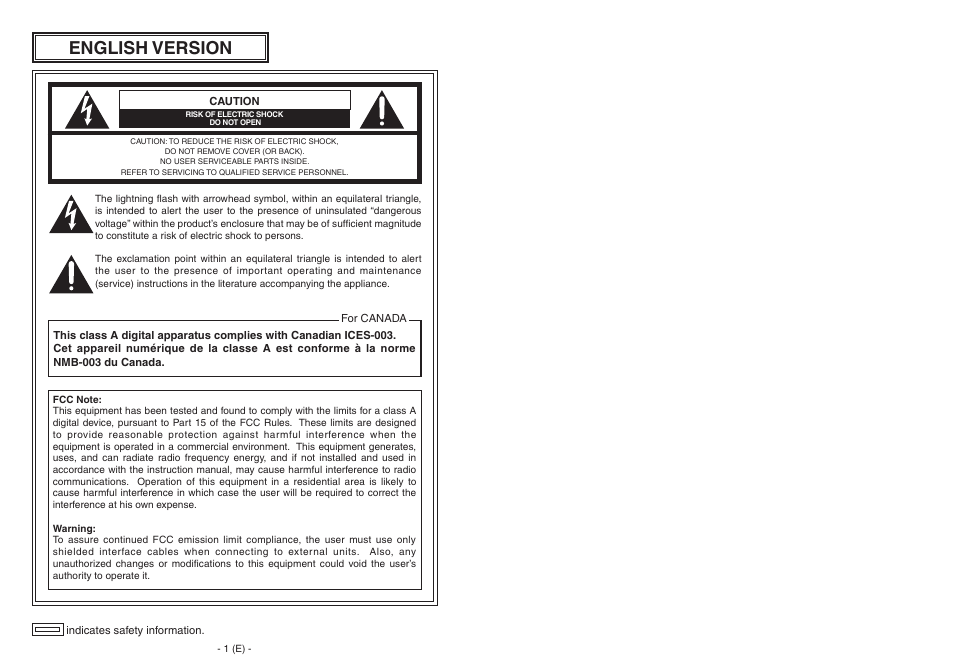 English version | Panasonic AK-HRP150 User Manual | Page 2 / 103