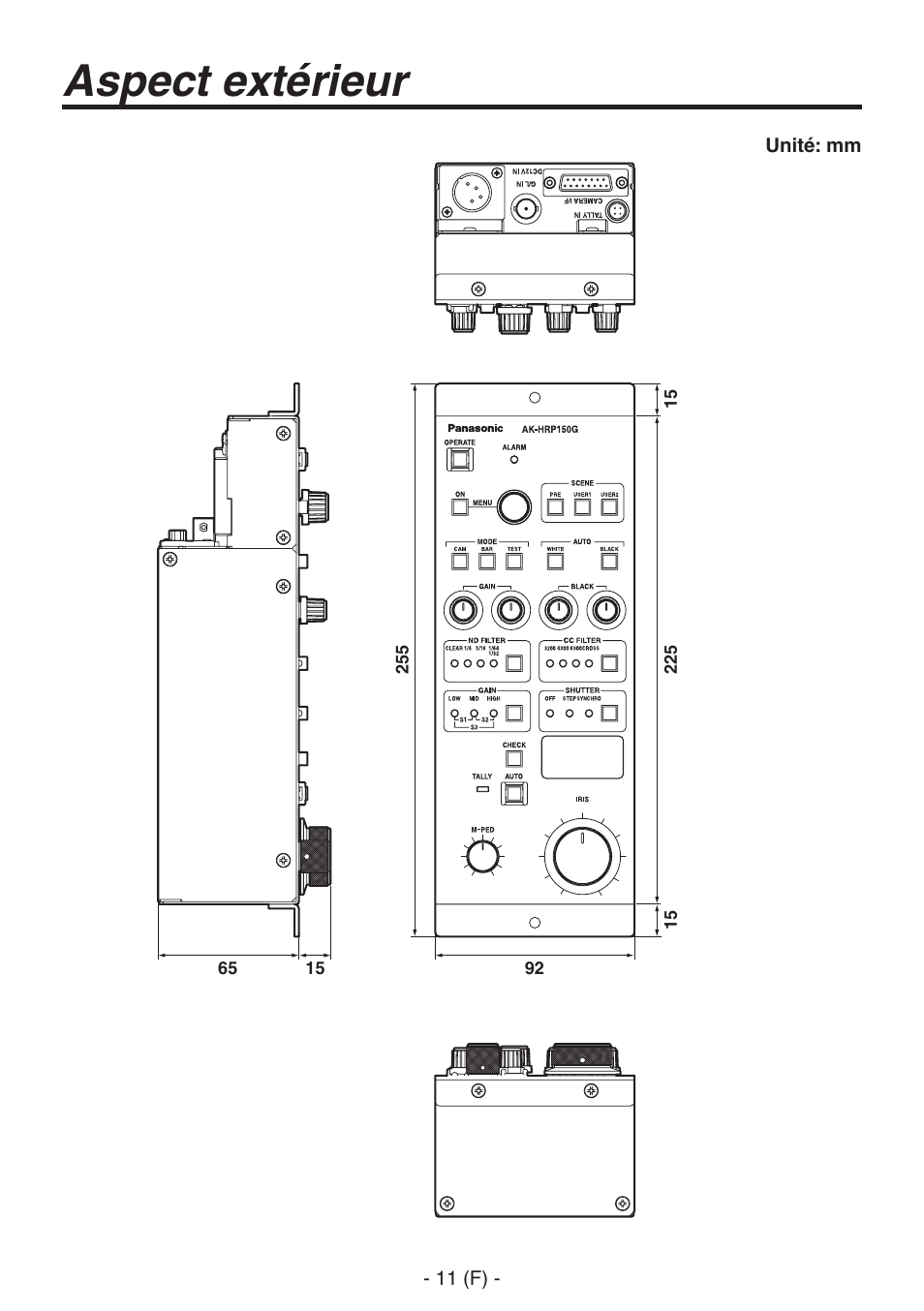 Aspect extérieur | Panasonic AK-HRP150 User Manual | Page 38 / 103