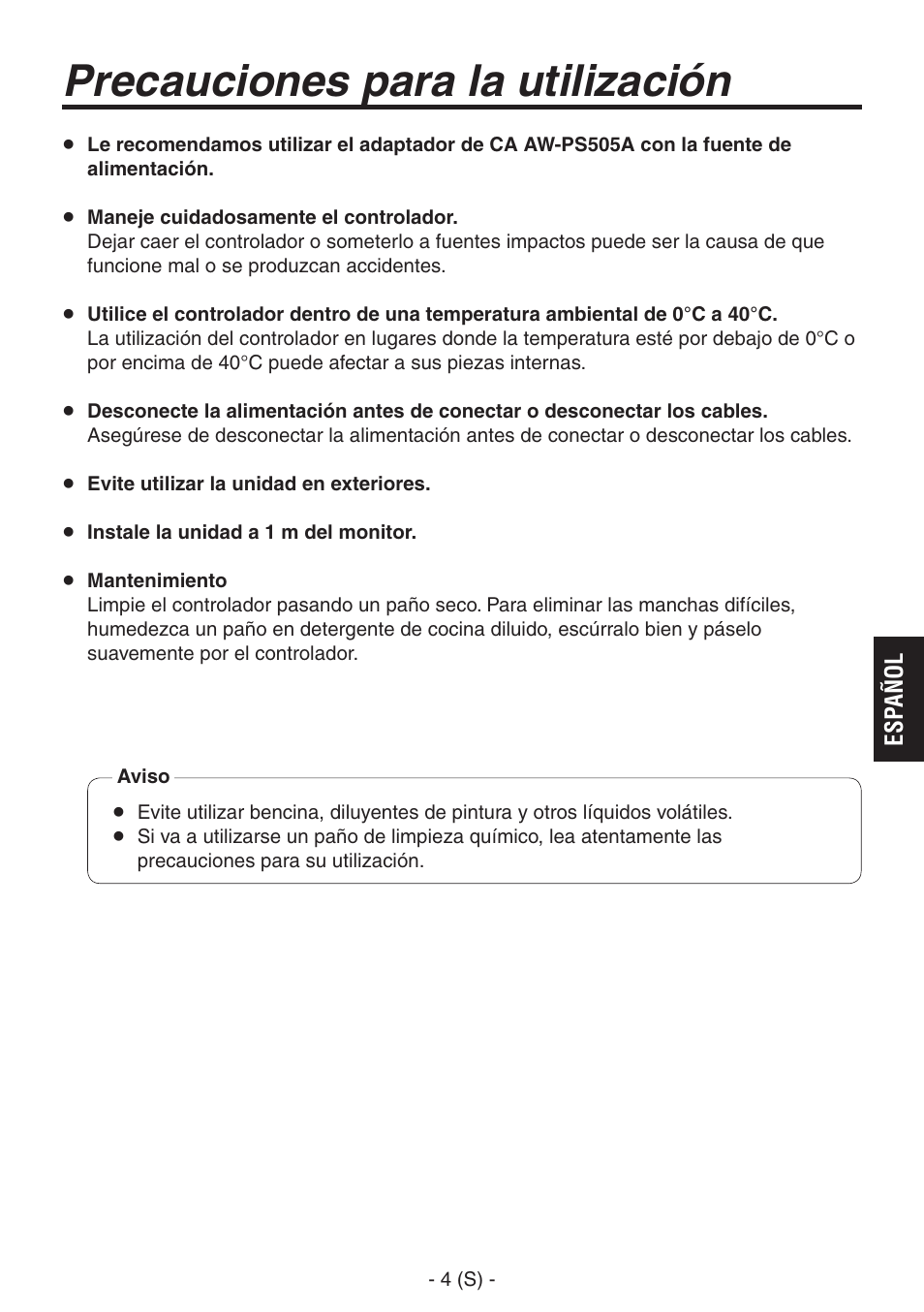 Precauciones para la utilización | Panasonic AK-HRP150 User Manual | Page 55 / 103