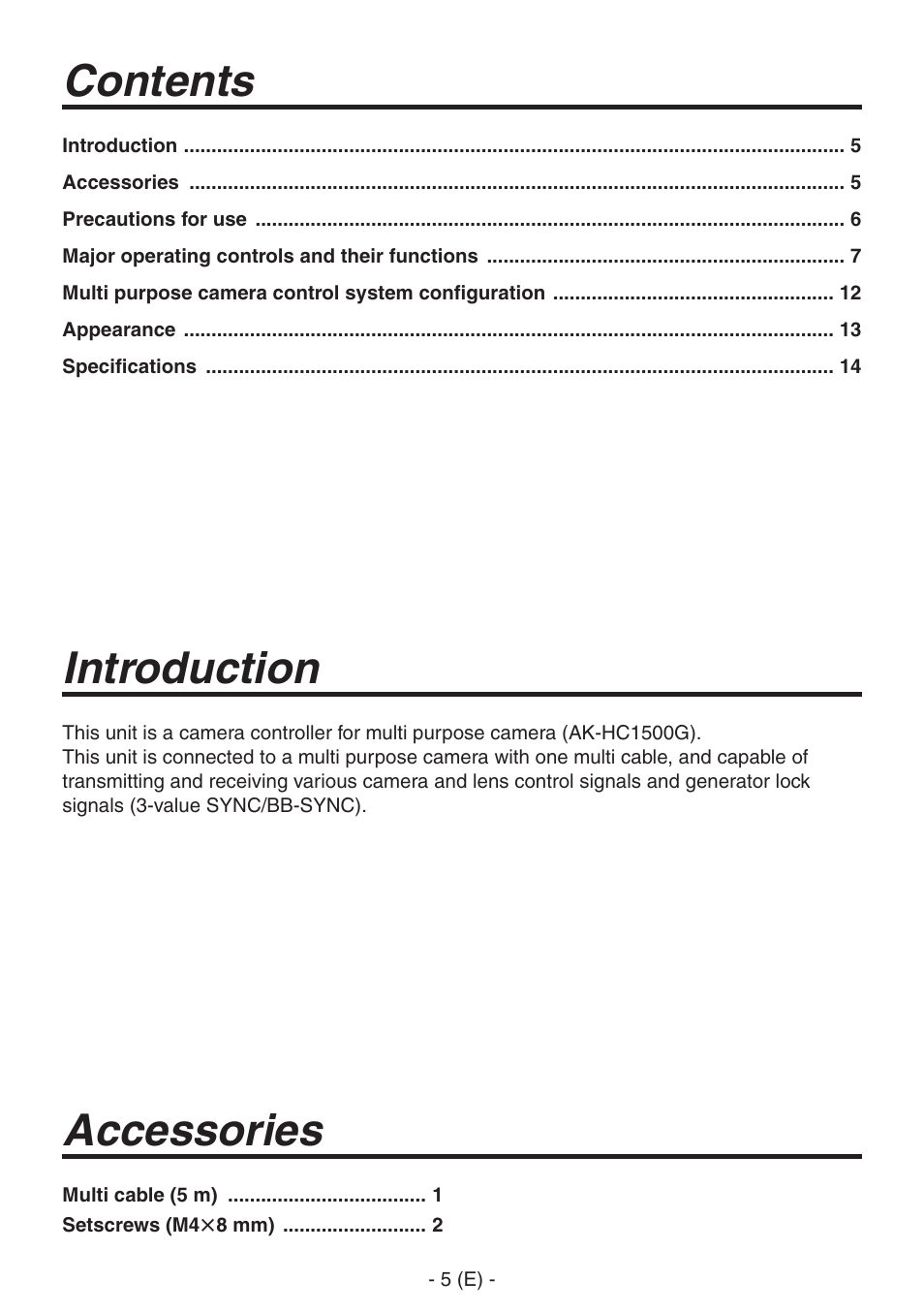 Contents accessories, Introduction | Panasonic AK-HRP150 User Manual | Page 6 / 103