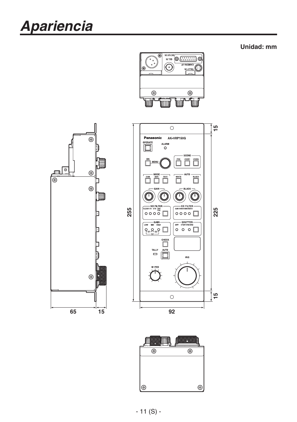 Apariencia | Panasonic AK-HRP150 User Manual | Page 62 / 103