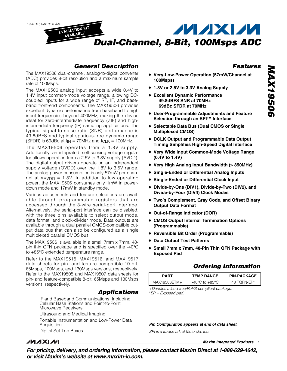 Rainbow Electronics MAX19506 User Manual | 34 pages